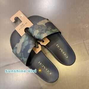 NWT Coach Men's Slide In Camo Print With Signature Gunmetal/Green CO109 us 13
